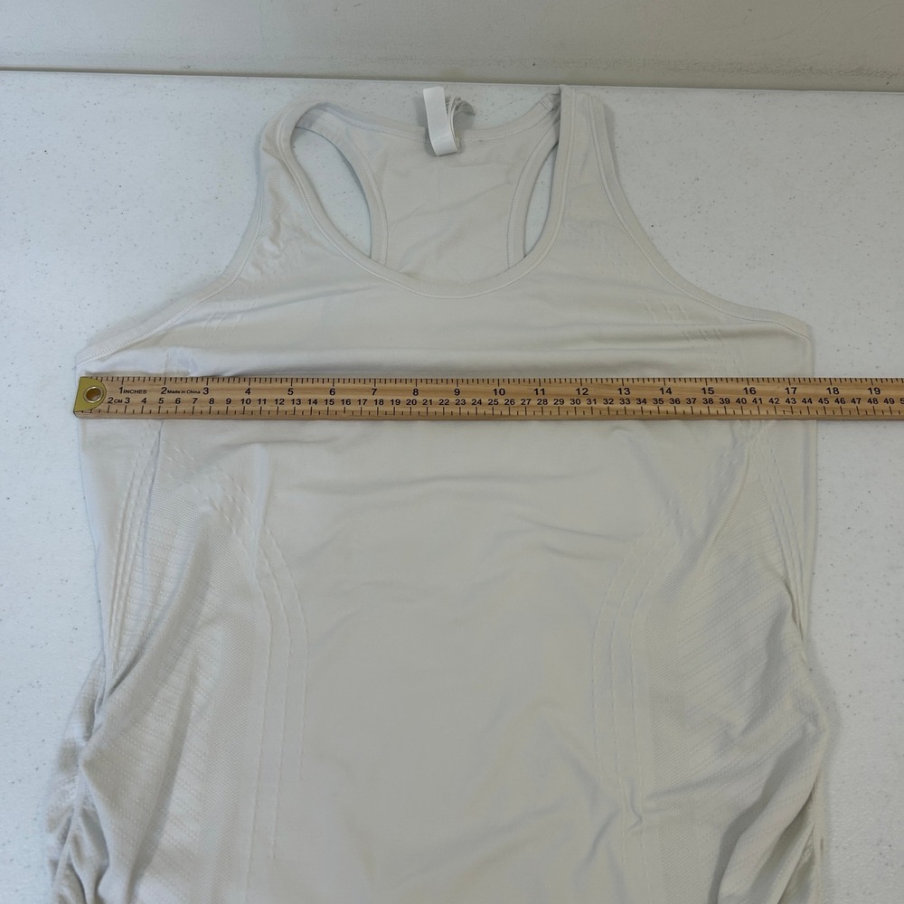 Athleta Speedlight Tank White Ruched Seamless Racerback Running Top Large - Picture 6 of 7